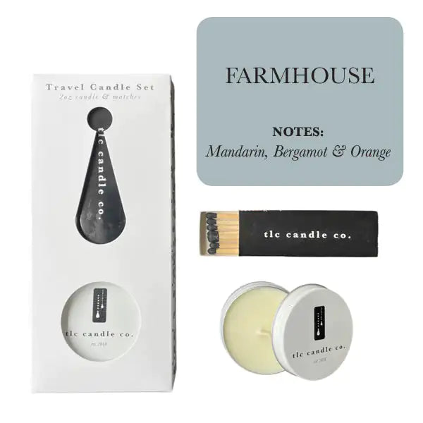 Travel Candle with Matches by TLC Candle Co. - Farmhouse